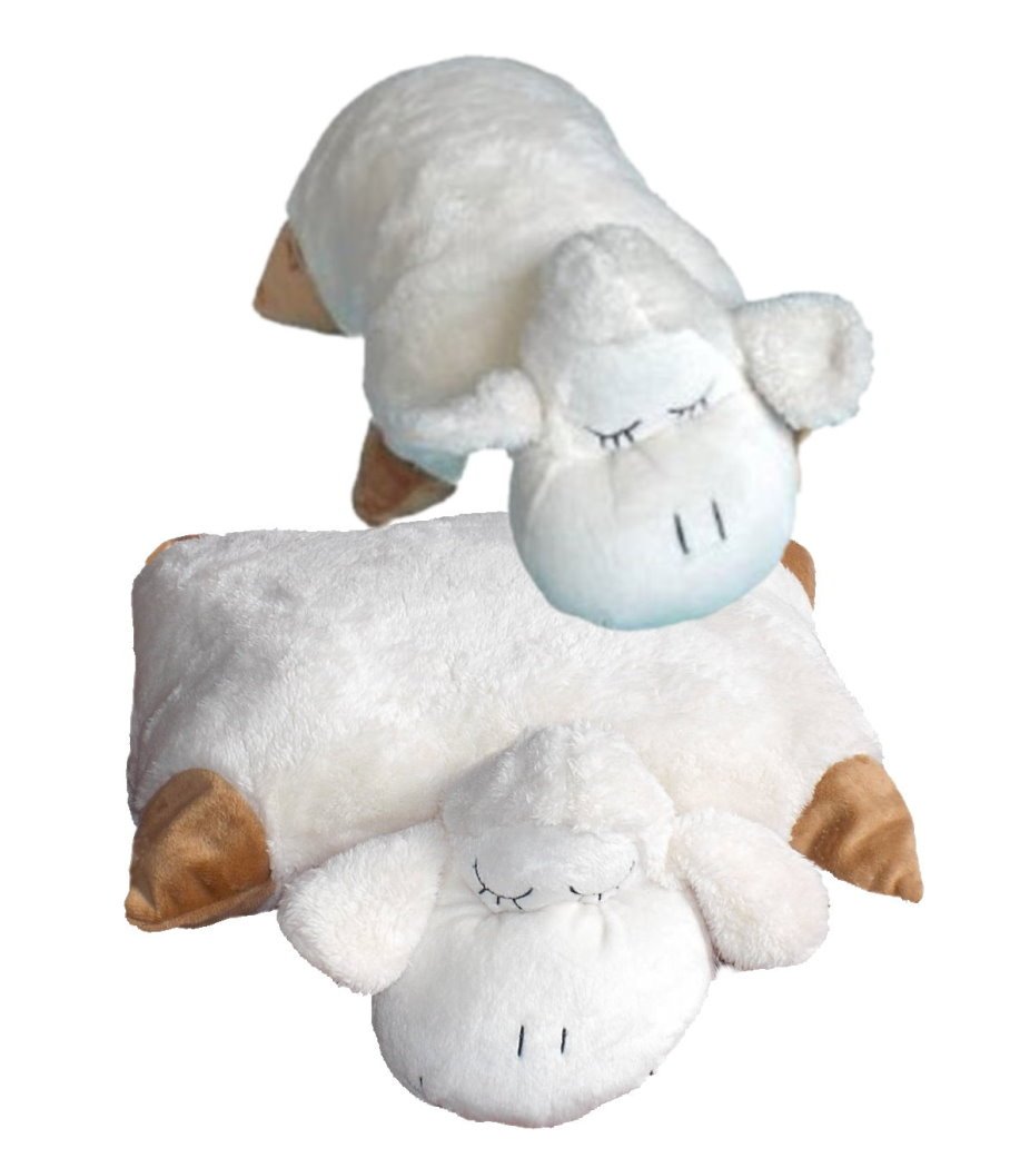 Inware 6296 - Schmusekissen Schaf Sleepy, creme, 35 x 25 cm, Kuschelkissen mit Klettverschluss, Babykissen, Kinderkissen